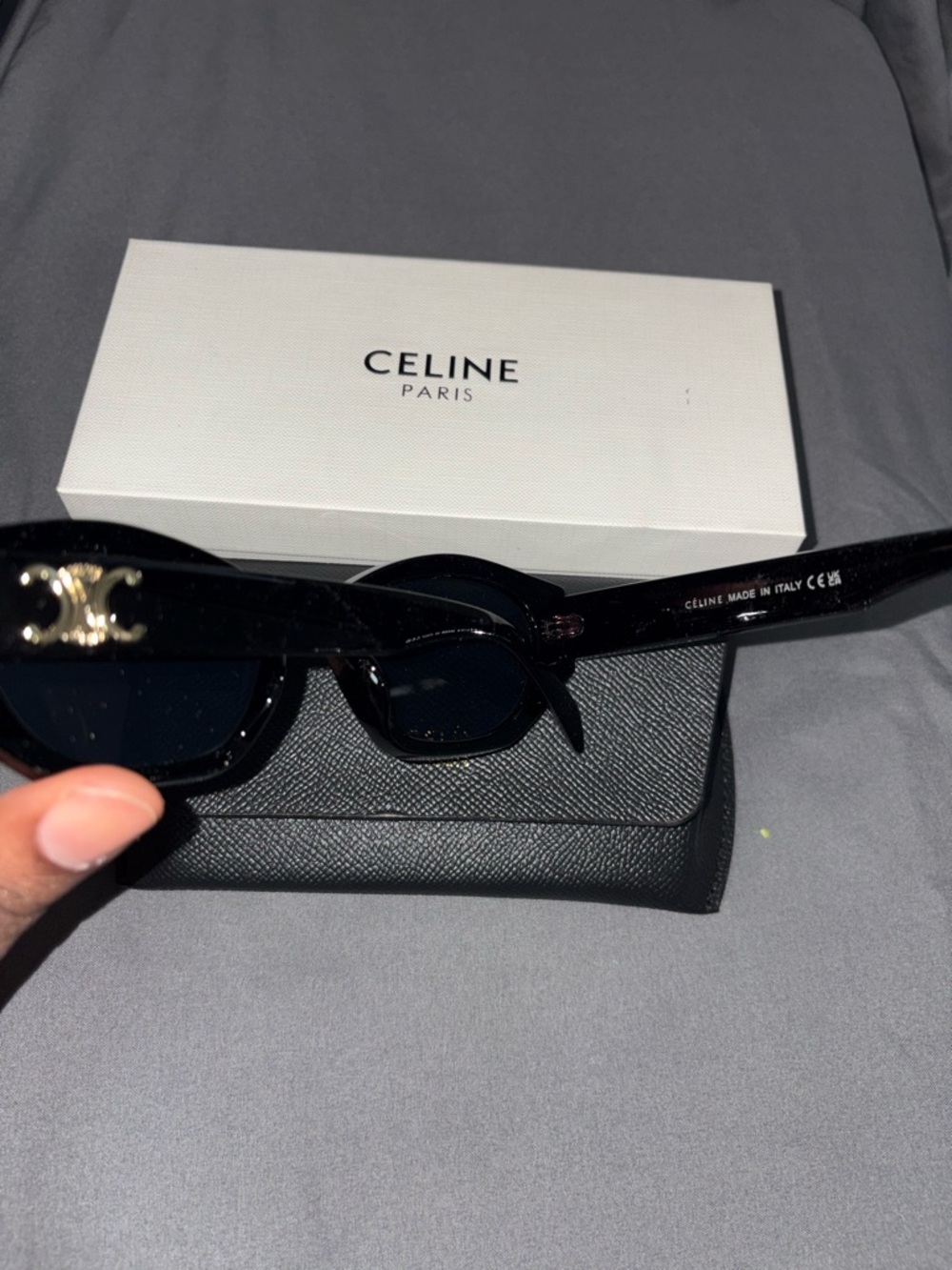 Celine Glossy Black Cat-Eye Sunglasses - Picture 4 of 7